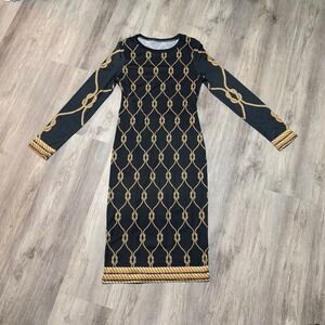 SHEIN SXY Chain Print Split‎ Hem Bodycon Dress